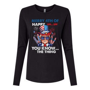 Funny Donald Trump Merry 4th Of You Know The Thing 4th July Womens Cotton Relaxed Long Sleeve T-Shirt