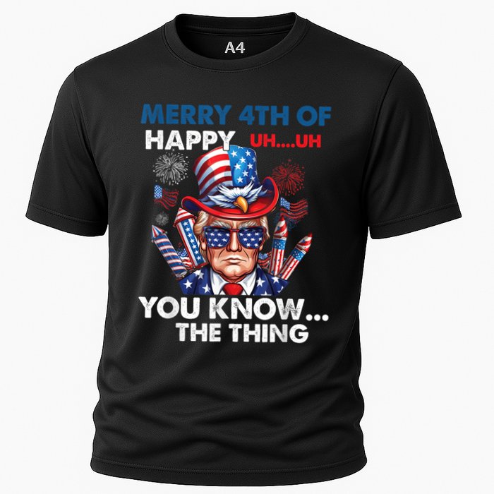 Funny Donald Trump Merry 4th Of You Know The Thing 4th July Cooling Performance Crew T-Shirt