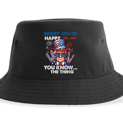 Funny Donald Trump Merry 4th Of You Know The Thing 4th July Sustainable Bucket Hat