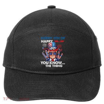Funny Donald Trump Merry 4th Of You Know The Thing 4th July 7-Panel Snapback Hat