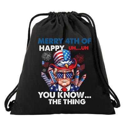 Funny Donald Trump Merry 4th Of You Know The Thing 4th July Drawstring Bag