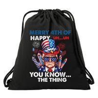 Funny Donald Trump Merry 4th Of You Know The Thing 4th July Drawstring Bag
