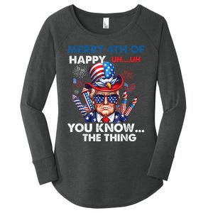 Funny Donald Trump Merry 4th Of You Know The Thing 4th July Women's Perfect Tri Tunic Long Sleeve Shirt