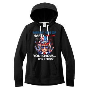 Funny Donald Trump Merry 4th Of You Know The Thing 4th July Women's Fleece Hoodie