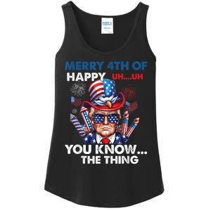 Funny Donald Trump Merry 4th Of You Know The Thing 4th July Ladies Essential Tank