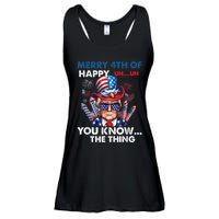 Funny Donald Trump Merry 4th Of You Know The Thing 4th July Ladies Essential Flowy Tank