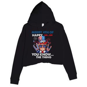 Funny Donald Trump Merry 4th Of You Know The Thing 4th July Crop Fleece Hoodie