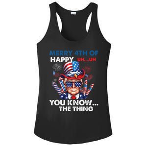 Funny Donald Trump Merry 4th Of You Know The Thing 4th July Ladies PosiCharge Competitor Racerback Tank