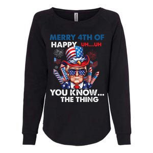 Funny Donald Trump Merry 4th Of You Know The Thing 4th July Womens California Wash Sweatshirt