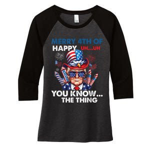 Funny Donald Trump Merry 4th Of You Know The Thing 4th July Women's Tri-Blend 3/4-Sleeve Raglan Shirt