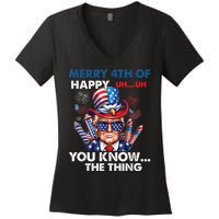 Funny Donald Trump Merry 4th Of You Know The Thing 4th July Women's V-Neck T-Shirt