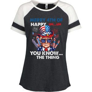 Funny Donald Trump Merry 4th Of You Know The Thing 4th July Enza Ladies Jersey Colorblock Tee