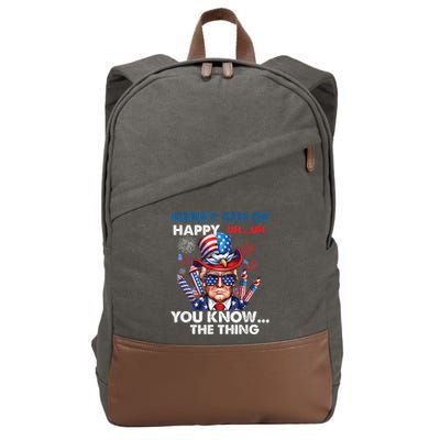 Funny Donald Trump Merry 4th Of You Know The Thing 4th July Cotton Canvas Backpack