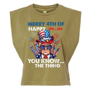 Funny Donald Trump Merry 4th Of You Know The Thing 4th July Garment-Dyed Women's Muscle Tee