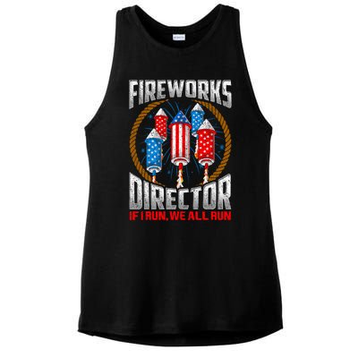 Firework Director Technician I Run You Run 4th Of July Ladies PosiCharge Tri-Blend Wicking Tank