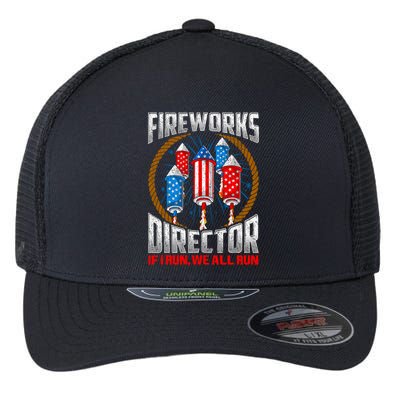 Firework Director Technician I Run You Run 4th Of July Flexfit Unipanel Trucker Cap