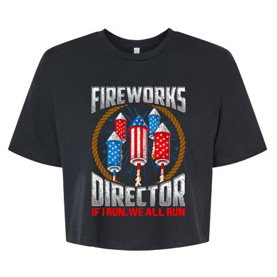 Firework Director Technician I Run You Run 4th Of July Bella+Canvas Jersey Crop Tee