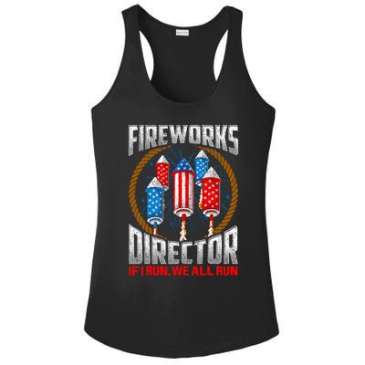 Firework Director Technician I Run You Run 4th Of July Ladies PosiCharge Competitor Racerback Tank