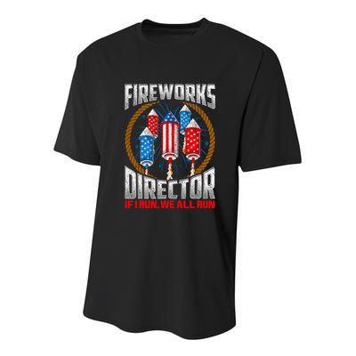 Firework Director Technician I Run You Run 4th Of July Youth Performance Sprint T-Shirt