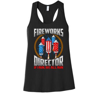 Firework Director Technician I Run You Run 4th Of July Women's Racerback Tank