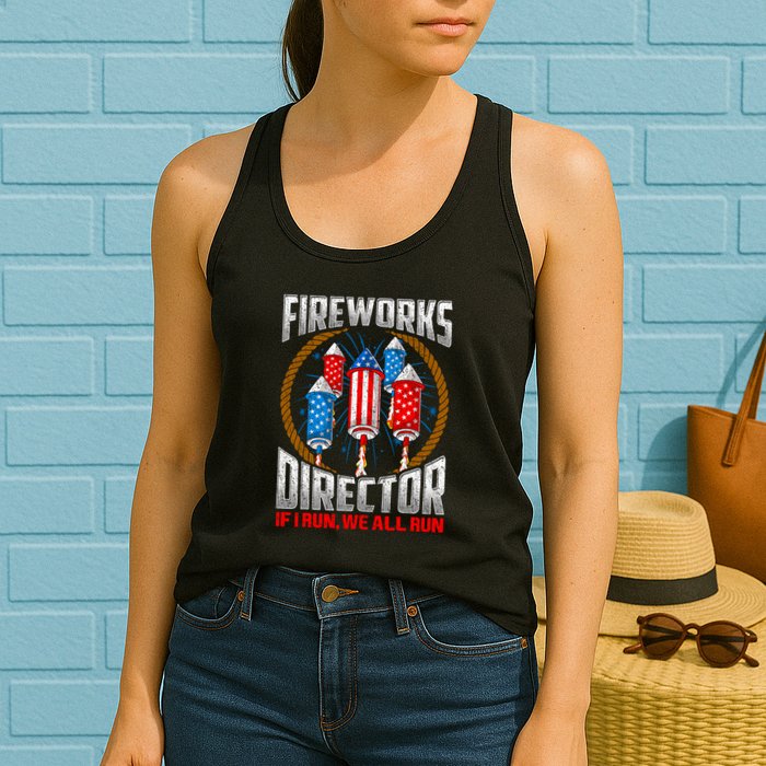Firework Director Technician I Run You Run 4th Of July Womens Tank Top