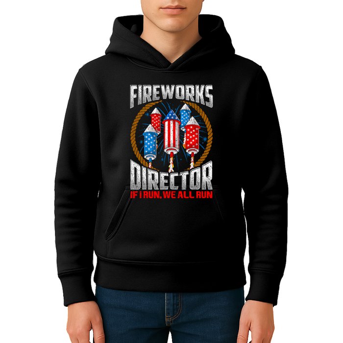 Firework Director Technician I Run You Run 4th Of July Kids Hoodie