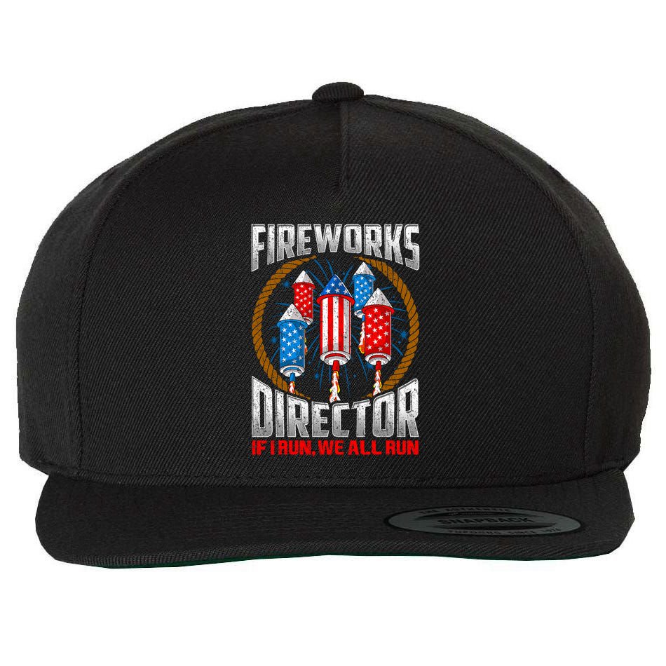 Firework Director Technician I Run You Run 4th Of July Wool Snapback Cap