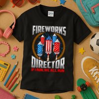 Firework Director Technician I Run You Run 4th Of July Kids T-Shirt