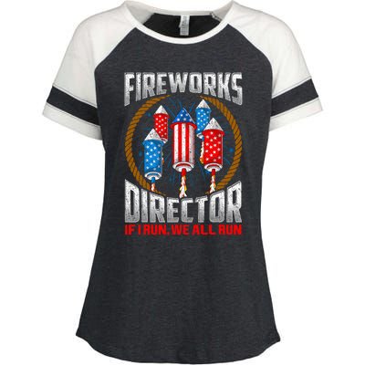 Firework Director Technician I Run You Run 4th Of July Enza Ladies Jersey Colorblock Tee