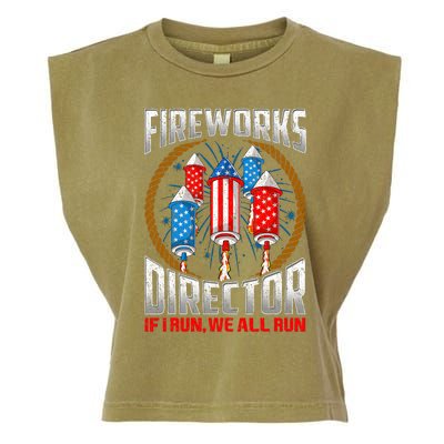 Firework Director Technician I Run You Run 4th Of July Garment-Dyed Women's Muscle Tee