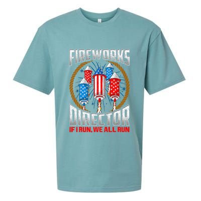 Firework Director Technician I Run You Run 4th Of July Sueded Cloud Jersey T-Shirt