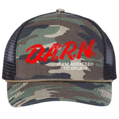 Funny Darn T Darn It IM Addicted To Drugs Parody Joke Retro Rope Trucker Hat Cap