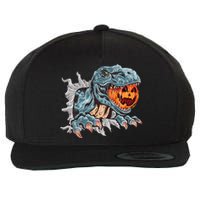 Funny Dinosaur T Rex Head Eats Mummy Pumpkin Vintage Sweat Wool Snapback Cap