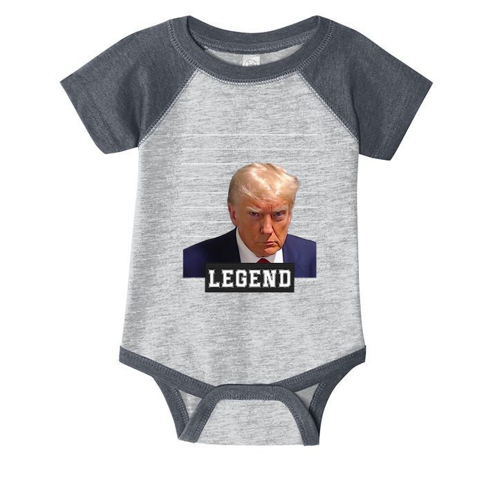 Free Donald Trump Mug Shot Republican President MAGA 2024 Infant Baby Jersey Bodysuit