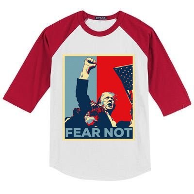 Fist Dumped Trump Fight Poster Trump 2024 Fear Not Kids Colorblock Raglan Jersey