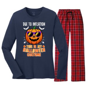 Funny Due To Inflation This Is My Halloween Costume Women's Long Sleeve Flannel Pajama Set 