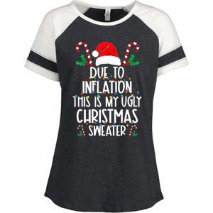 Funny Due To Inflation This Is My Ugly Christmas Sweaters Enza Ladies Jersey Colorblock Tee