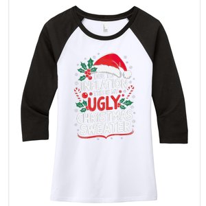 Funny Due To Inflation Ugly Christmas Sweaters Women's Tri-Blend 3/4-Sleeve Raglan Shirt