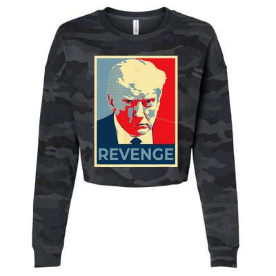 Free Donald Trump Mug Shot Republican Revenge MAGA 2024 Cropped Pullover Crew