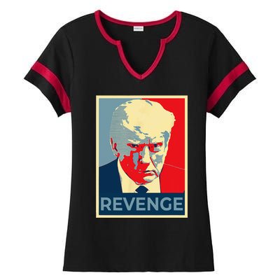 Free Donald Trump Mug Shot Republican Revenge MAGA 2024 Ladies Halftime Notch Neck Tee