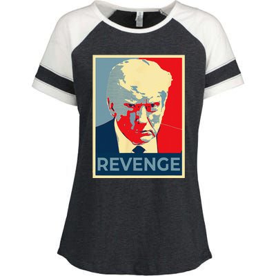 Free Donald Trump Mug Shot Republican Revenge MAGA 2024 Enza Ladies Jersey Colorblock Tee