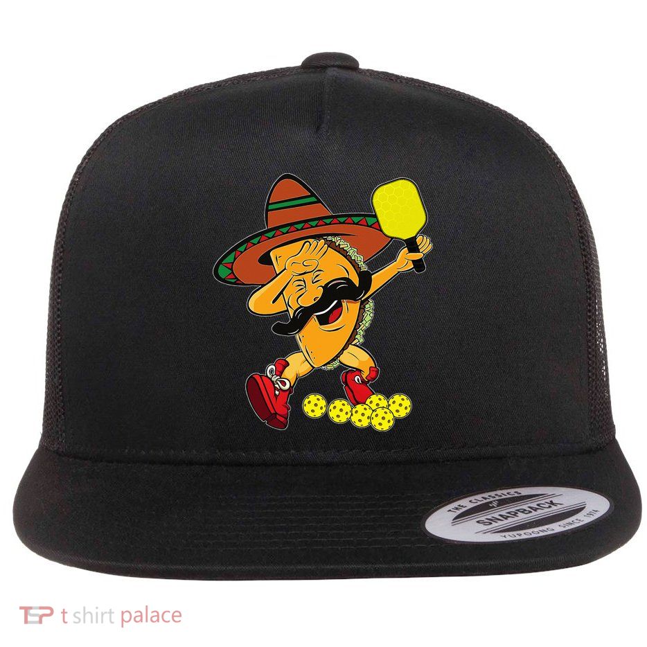 Funny Dabbing Taco Pickleball Ball Sport Lover Cinco De Mayo Flatbill Hat
