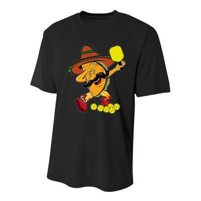 Funny Dabbing Taco Pickleball Ball Sport Lover Cinco De Mayo Youth Performance Sprint T-Shirt