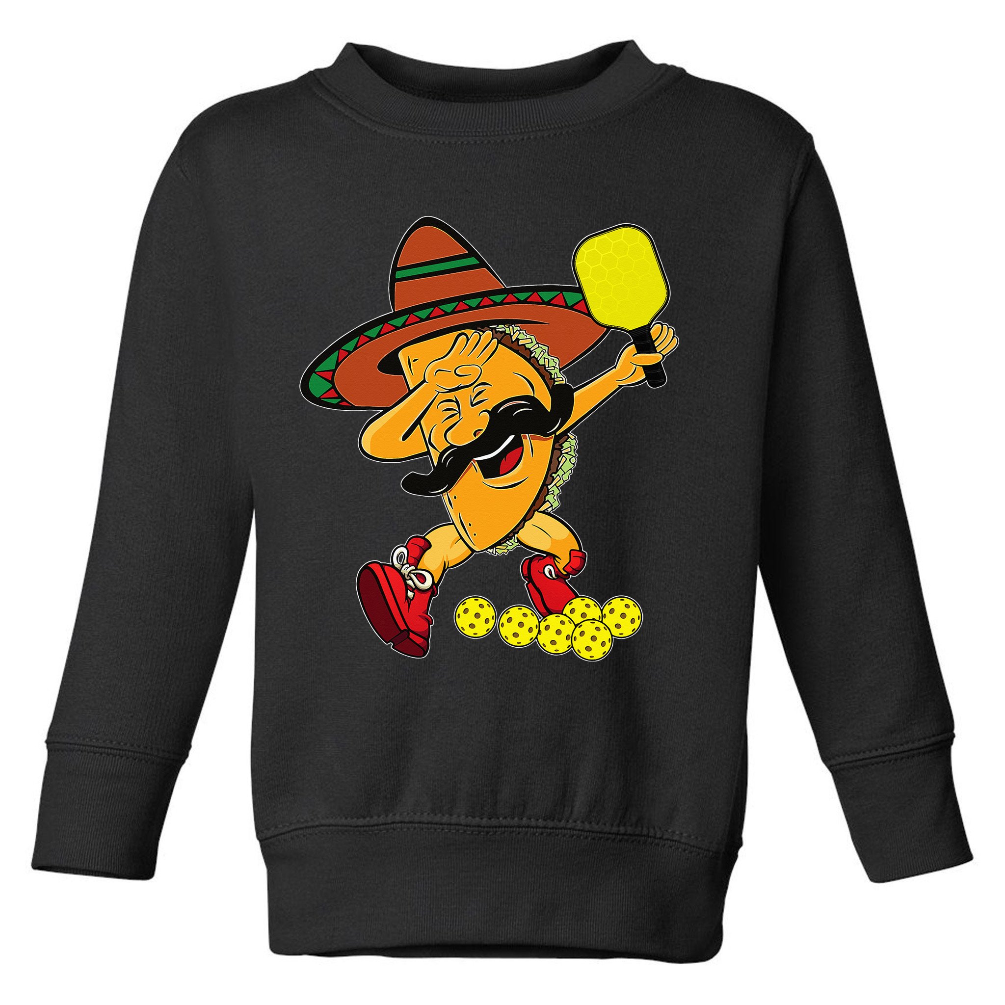 Funny Dabbing Taco Pickleball Ball Sport Lover Cinco De Mayo Toddler Sweatshirt