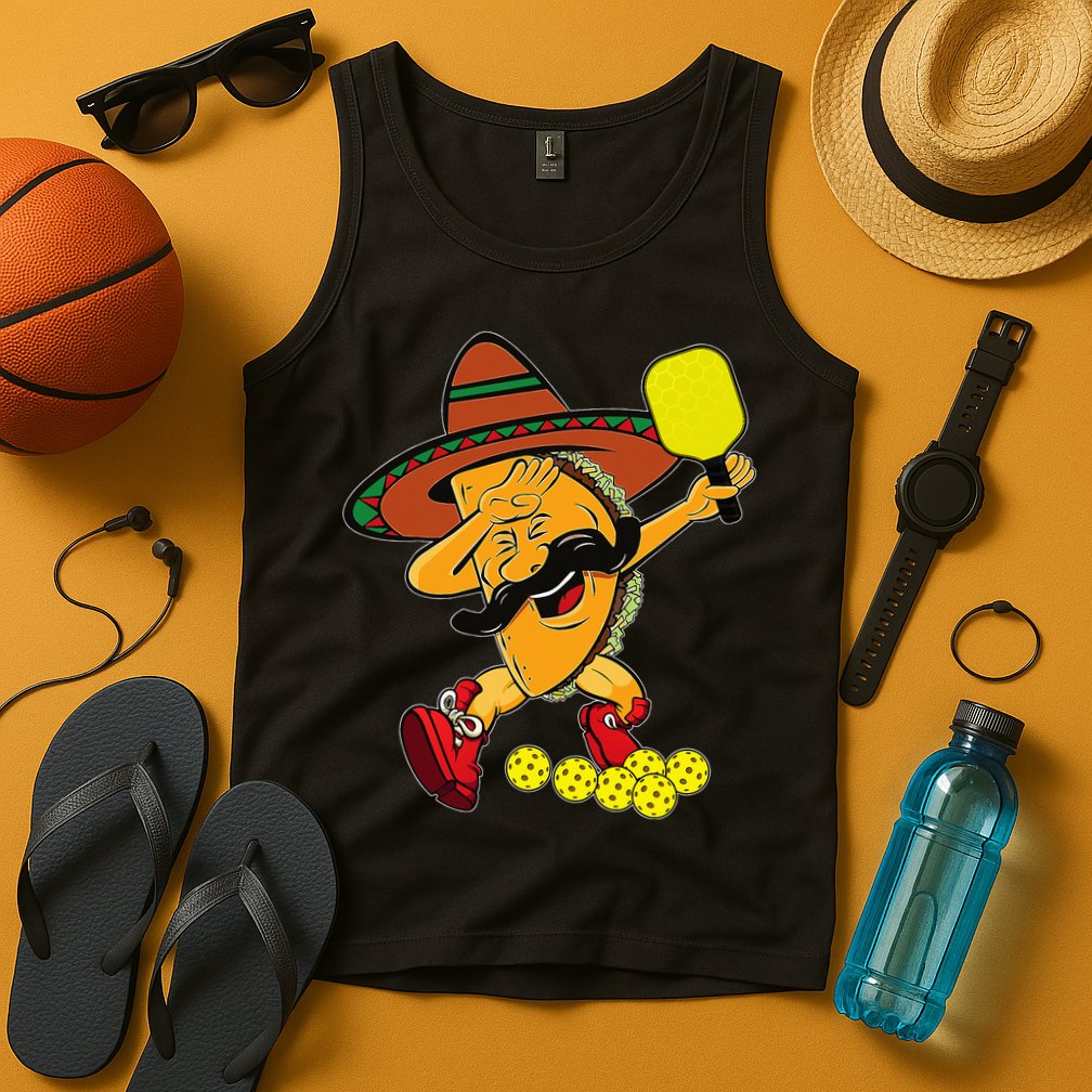 Funny Dabbing Taco Pickleball Ball Sport Lover Cinco De Mayo Tank Top