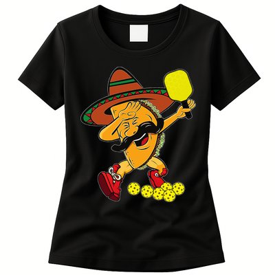 Funny Dabbing Taco Pickleball Ball Sport Lover Cinco De Mayo Womens T-Shirt