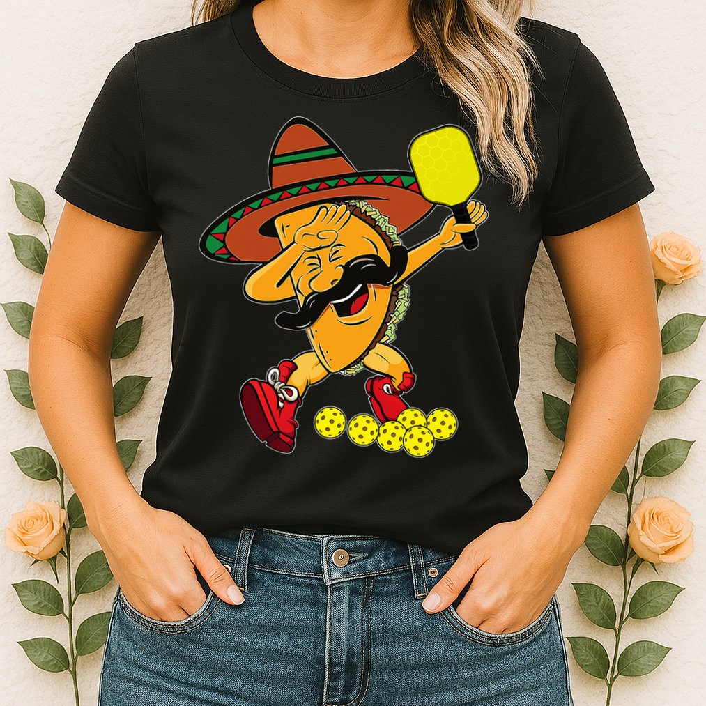 Funny Dabbing Taco Pickleball Ball Sport Lover Cinco De Mayo Womens T-Shirt