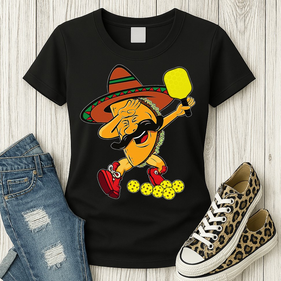 Funny Dabbing Taco Pickleball Ball Sport Lover Cinco De Mayo Womens T-Shirt