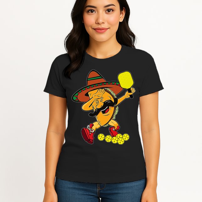 Funny Dabbing Taco Pickleball Ball Sport Lover Cinco De Mayo Womens T-Shirt
