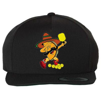 Funny Dabbing Taco Pickleball Ball Sport Lover Cinco De Mayo Wool Snapback Cap